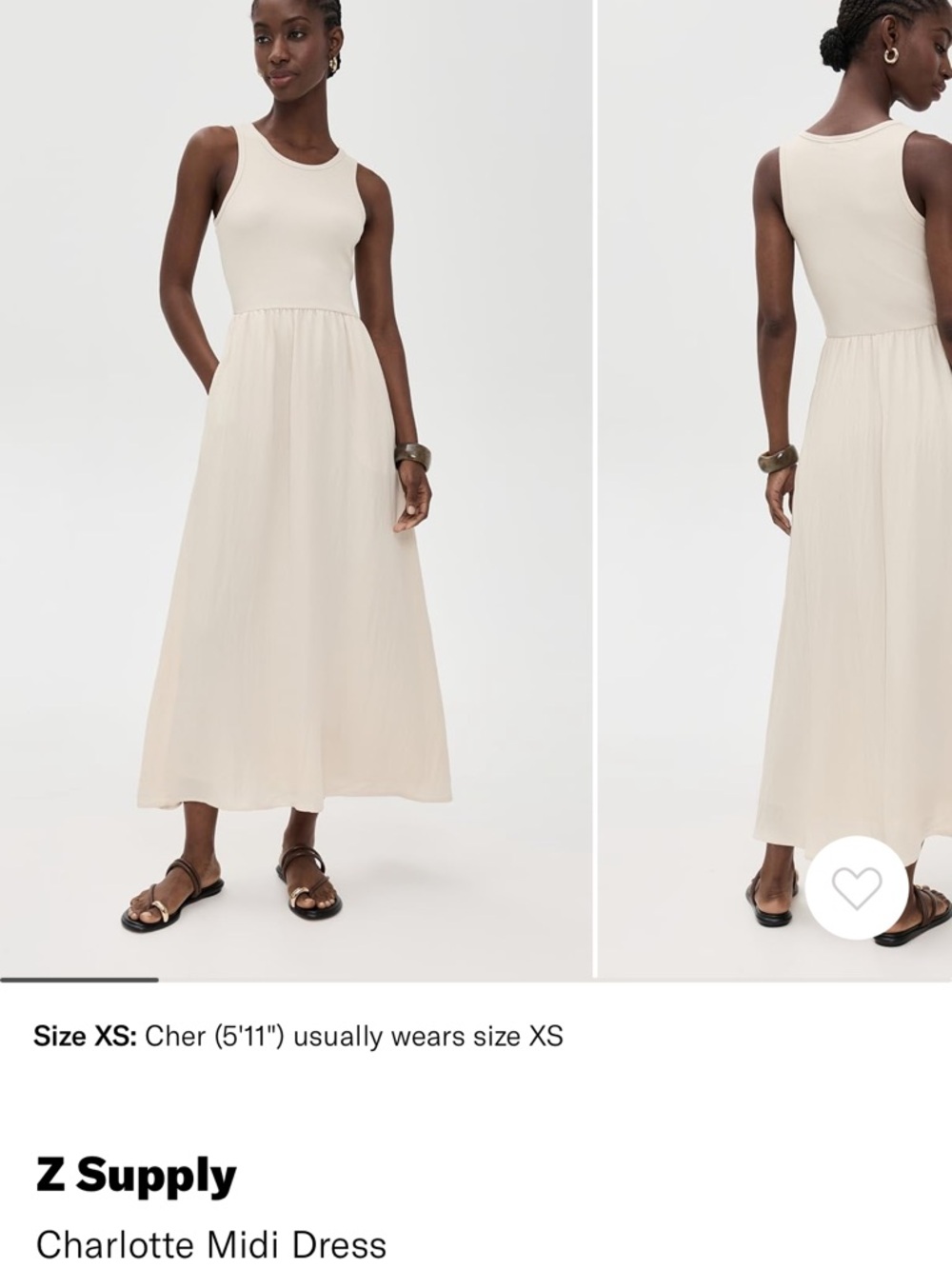 Z Supply Ribbed Scoop Neck Tank Dress in Soft Cream